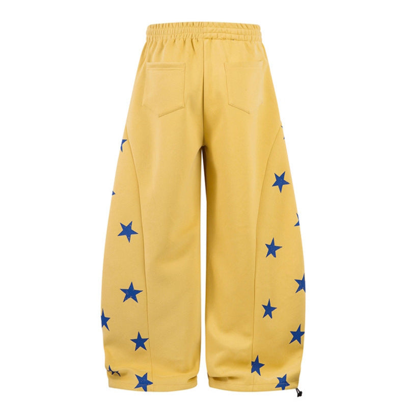 Star Print Casual Pants Women Loose Wide Leg Versatile Long Trousers