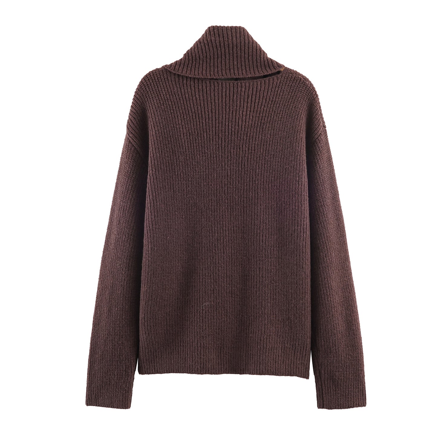 Sweater Casual Loose Ribbed Knit Scarf Neck Long Sleeve Pullover Sweater for Women