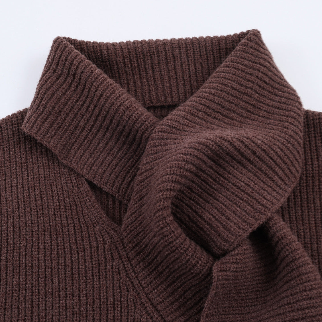 Sweater Casual Loose Ribbed Knit Scarf Neck Long Sleeve Pullover Sweater for Women