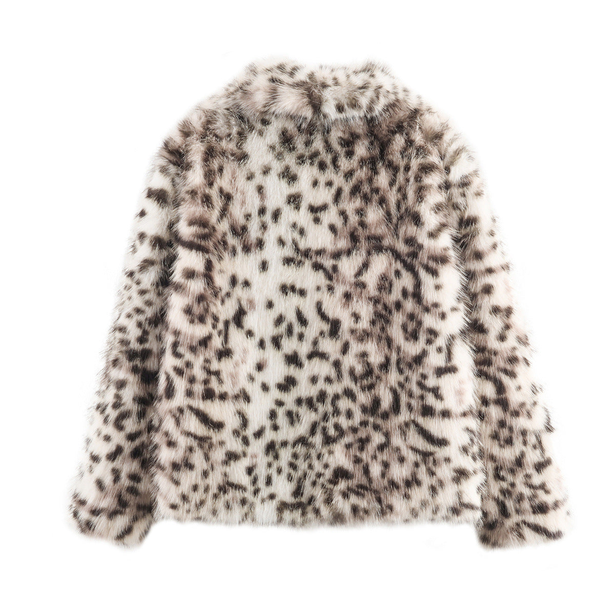 Thick leopard print faux fur jacket