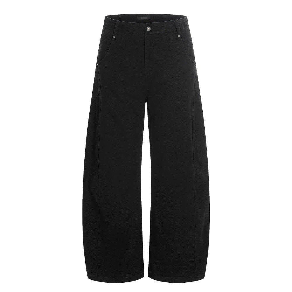 Solid color loose curved knife pants