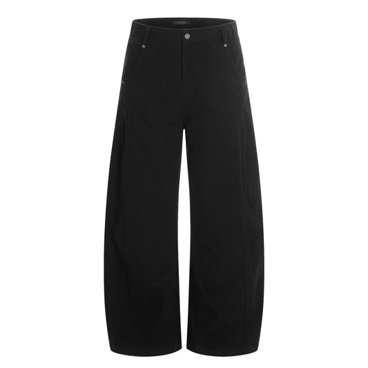 Solid color loose curved knife pants