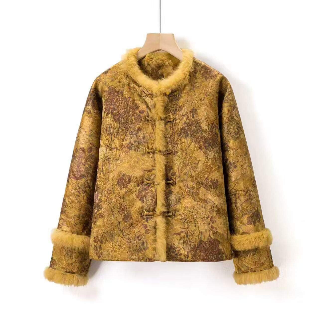 True rabbit fur decoration warm cotton jacket