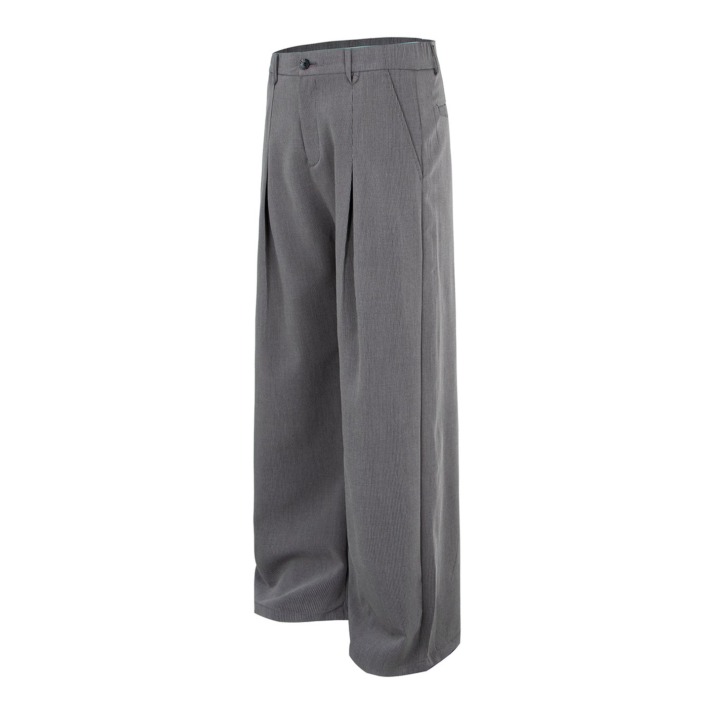 Flowing Lightweight Trousers with Pleated Design, Striped Fabric, Straight Fit Casual Pants