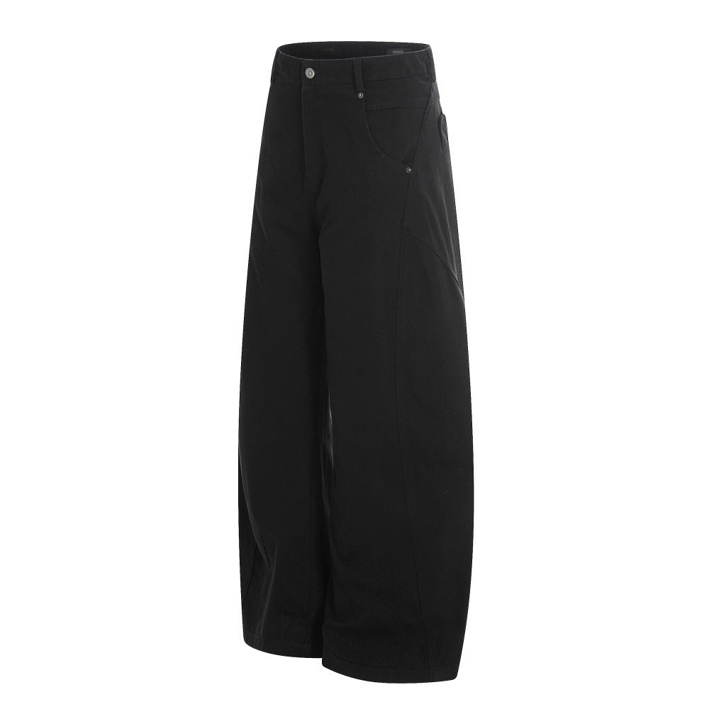 Solid color loose curved knife pants