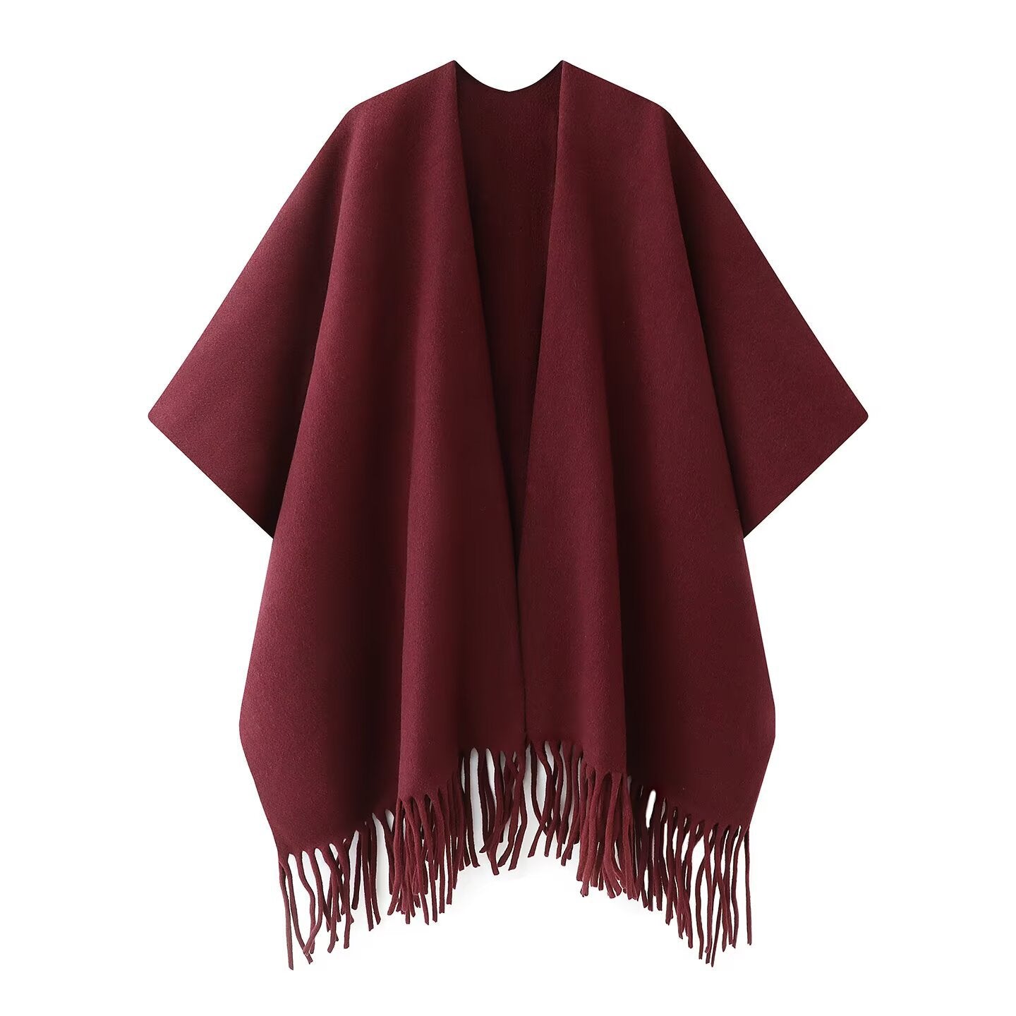 Tassel trimmed casual loose shawl jacket