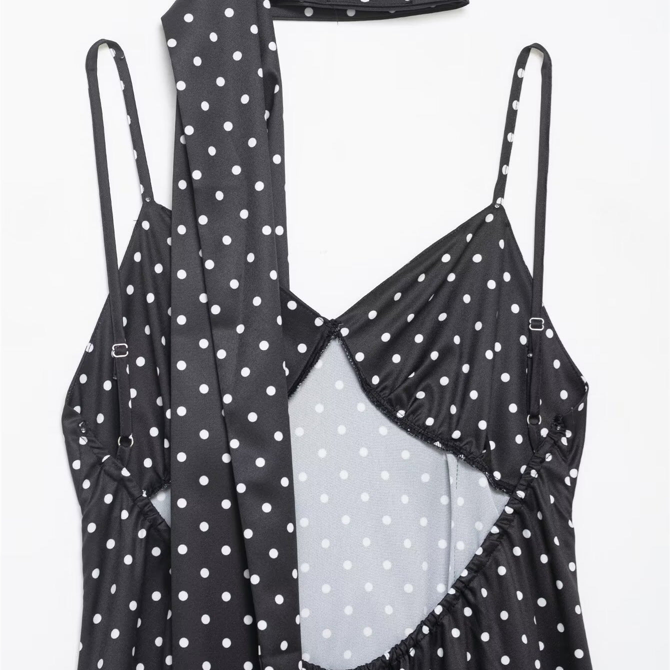 Spicy girl polka dot printed suspender dress