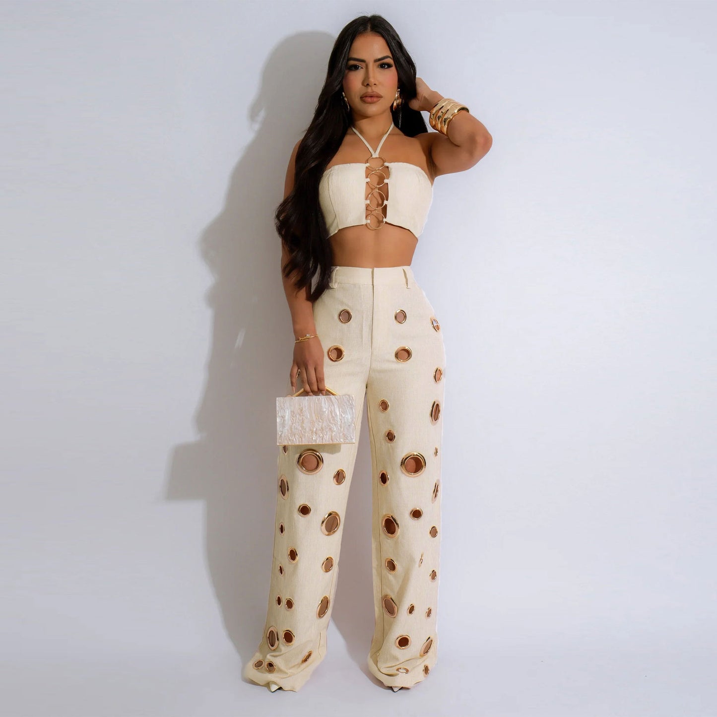 Style Sexy Ripped Fitted Two-Piece Nightclub Outfit