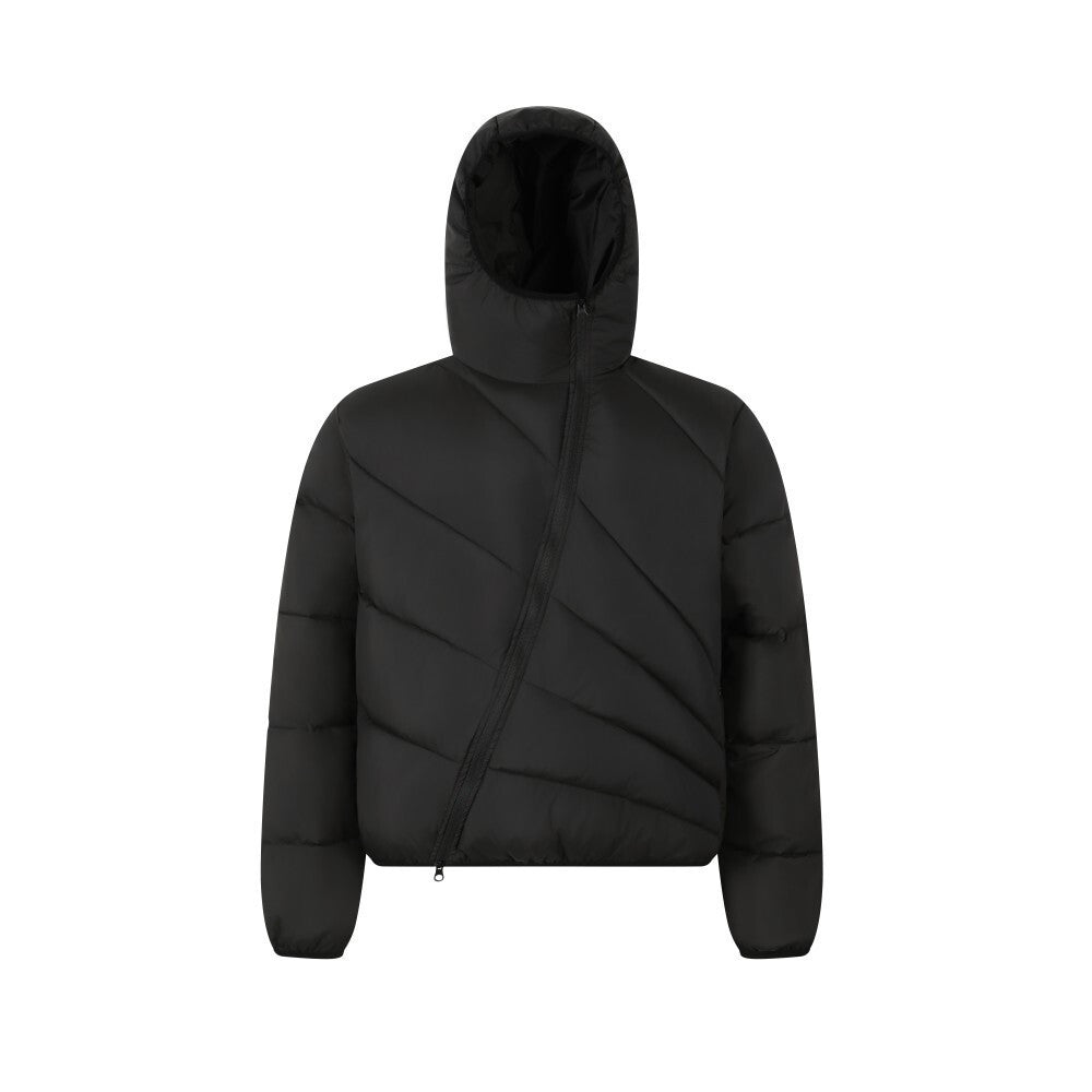 Irregular diagonal zipper cotton jacket