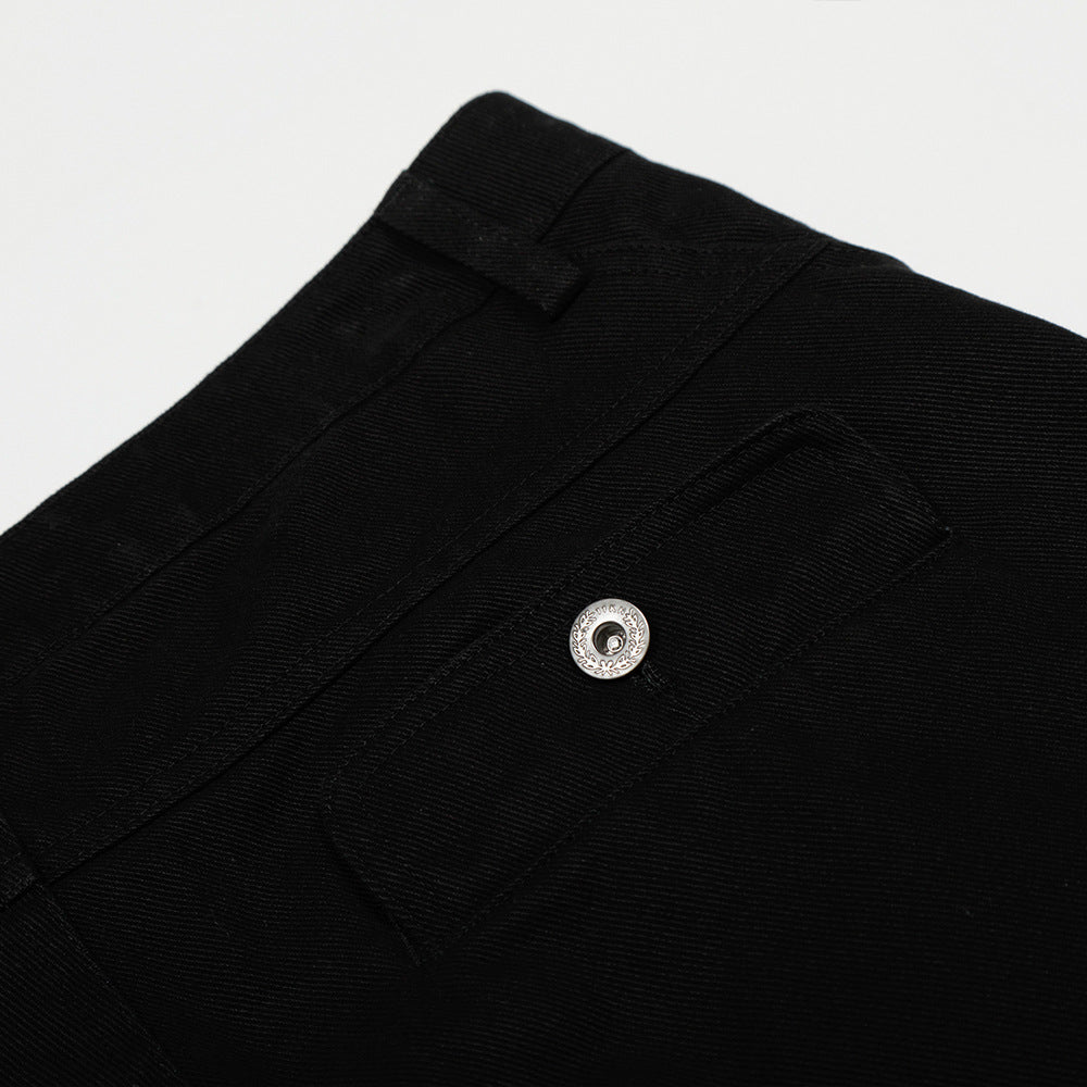 Solid color loose curved knife pants
