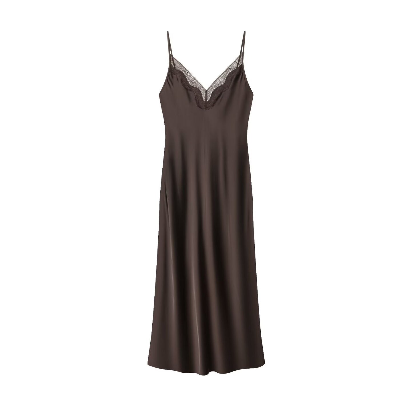 Elegant patchwork lace V-neck backless camisole dress
