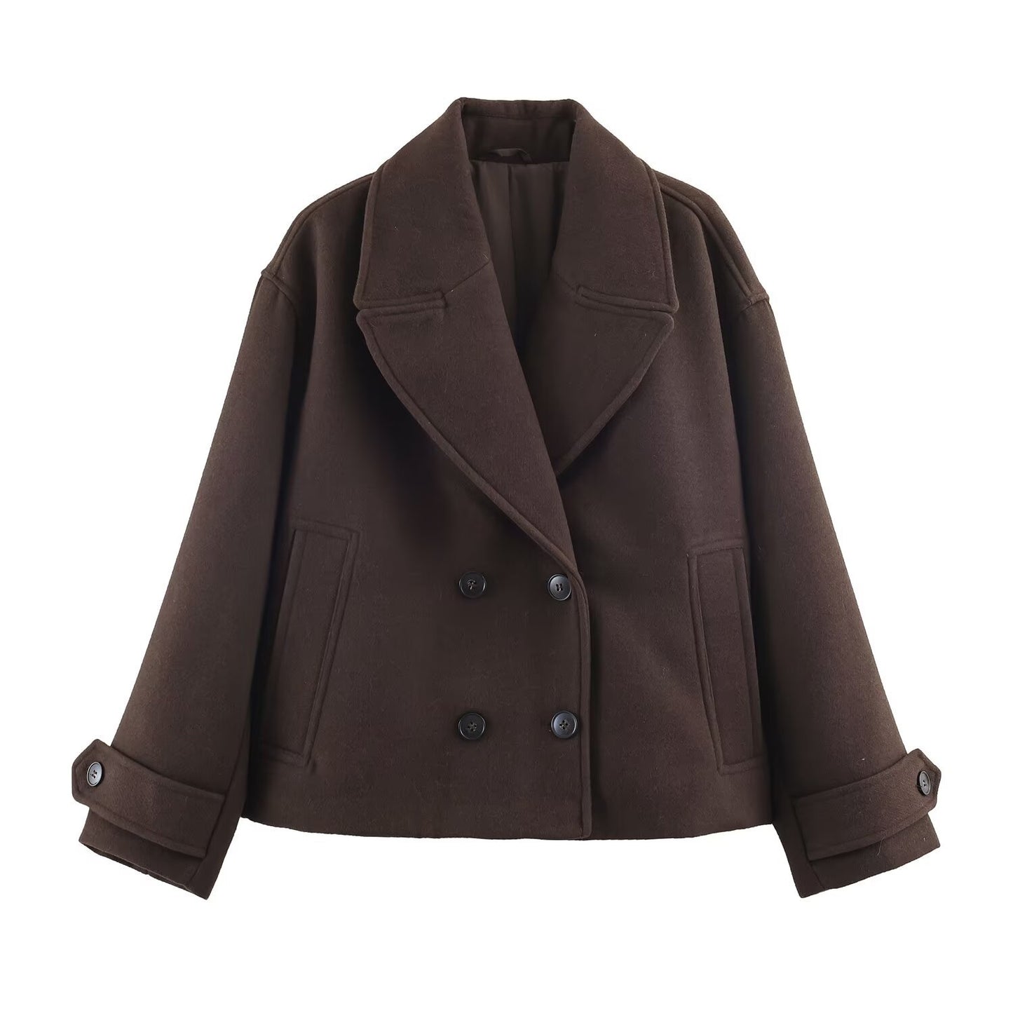 Commuting style double breasted short coat jacket