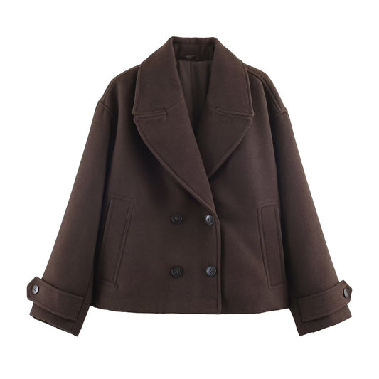 Commuting style double breasted short coat jacket