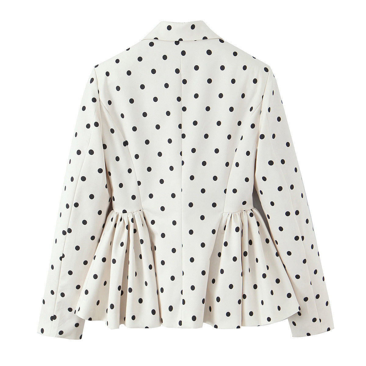 Elegant fluffy flower bud hem polka dot suit jacket
