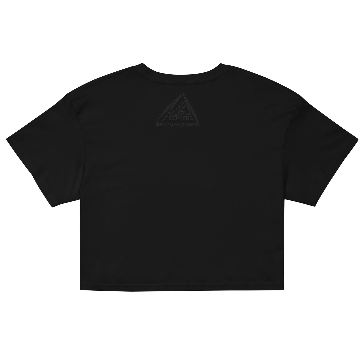 Survival Loyalty Assets  black on black Women’s crop top Survival Loyalty Assets