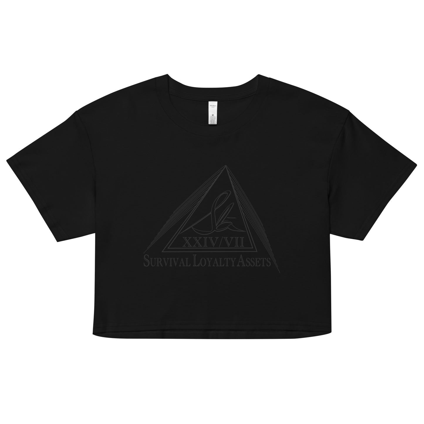 Survival Loyalty Assets  black on black Women’s crop top Survival Loyalty Assets